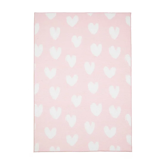 Catherine Lansfield Hearts Pink Washable Rug 80 x 150cm