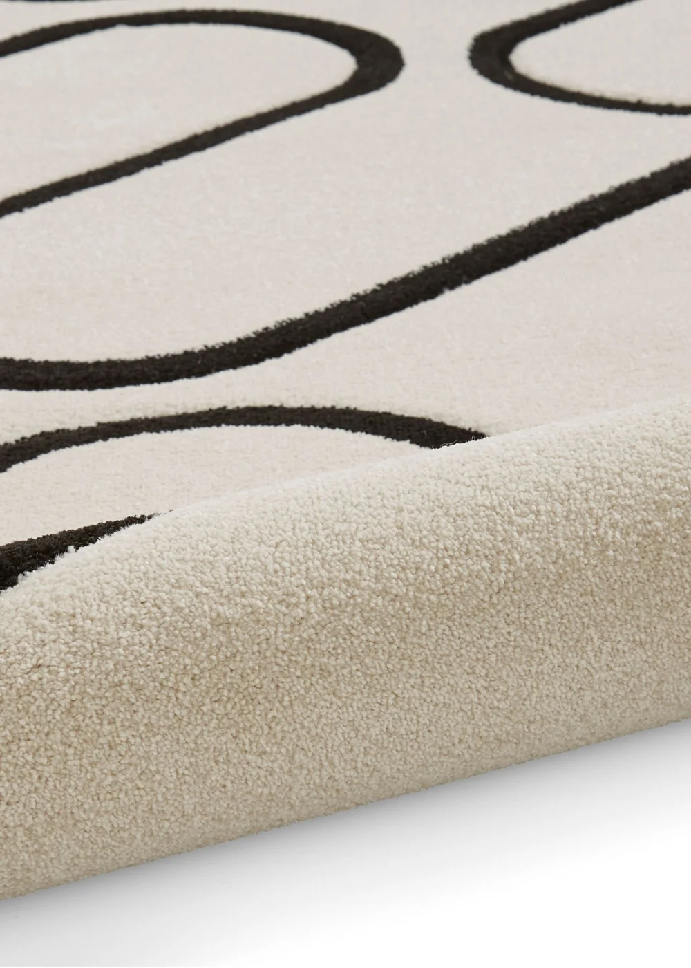 Catherine Lansfield Linear Curve White/Black Rug 80 x 150cm - 80 x 150 Image 5
