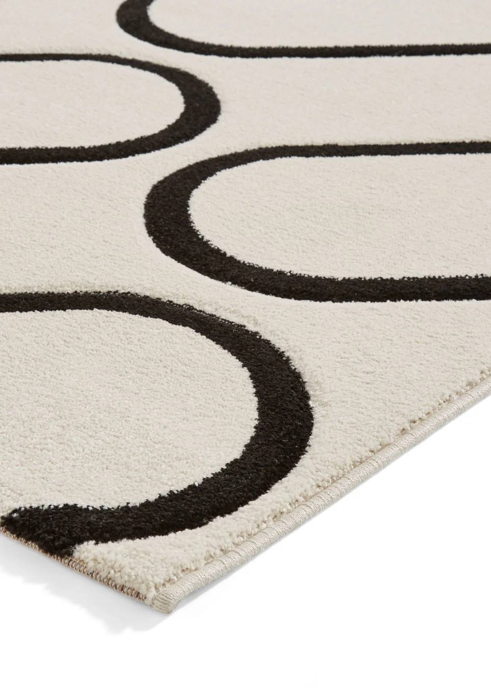 Catherine Lansfield Linear Curve White/Black Rug 80 x 150cm - 80 x 150 Image 4