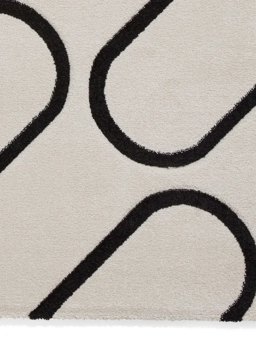 Catherine Lansfield Linear Curve White/Black Rug 80 x 150cm - 80 x 150 Image 3