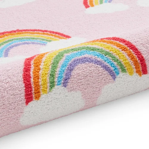 Catherine Lansfield Rainbow Hearts Pink Washable Rug 120 x 170cm - 80 x 150 Image 5
