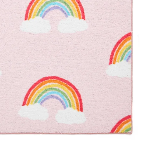 Catherine Lansfield Rainbow Hearts Pink Washable Rug 120 x 170cm - 80 x 150 Image 3