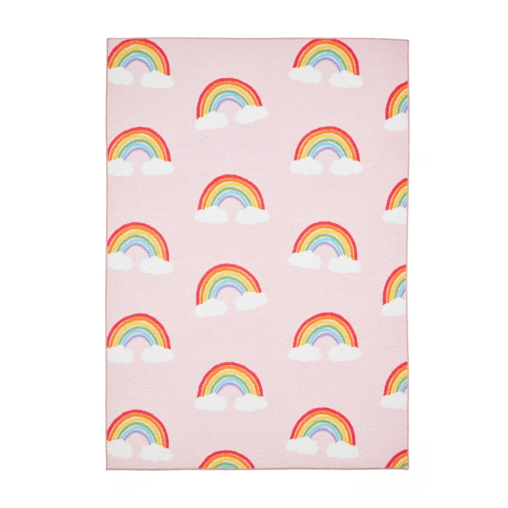 Catherine Lansfield Rainbow Hearts Pink Washable Rug 120 x 170cm - 80 x 150 Image 2