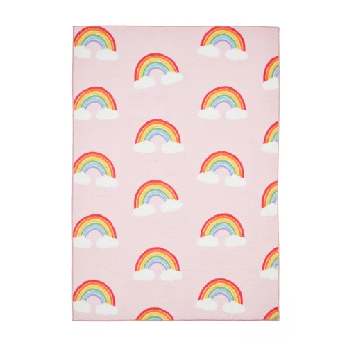 Catherine Lansfield Rainbow Hearts Pink Washable Rug 120 x 170cm - 80 x 150 Image 2