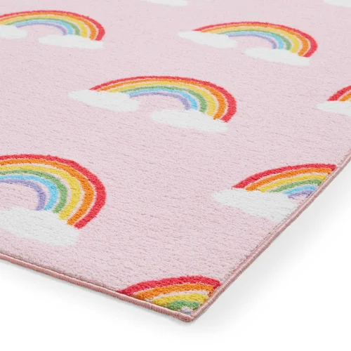 Catherine Lansfield Rainbow Hearts Pink Washable Rug 120 x 170cm - 80 x 150 Image 4
