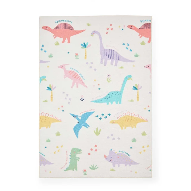 Catherine Lansfield Dinosaur Friends Pink / Blue Washable Rug 80 x 150cm