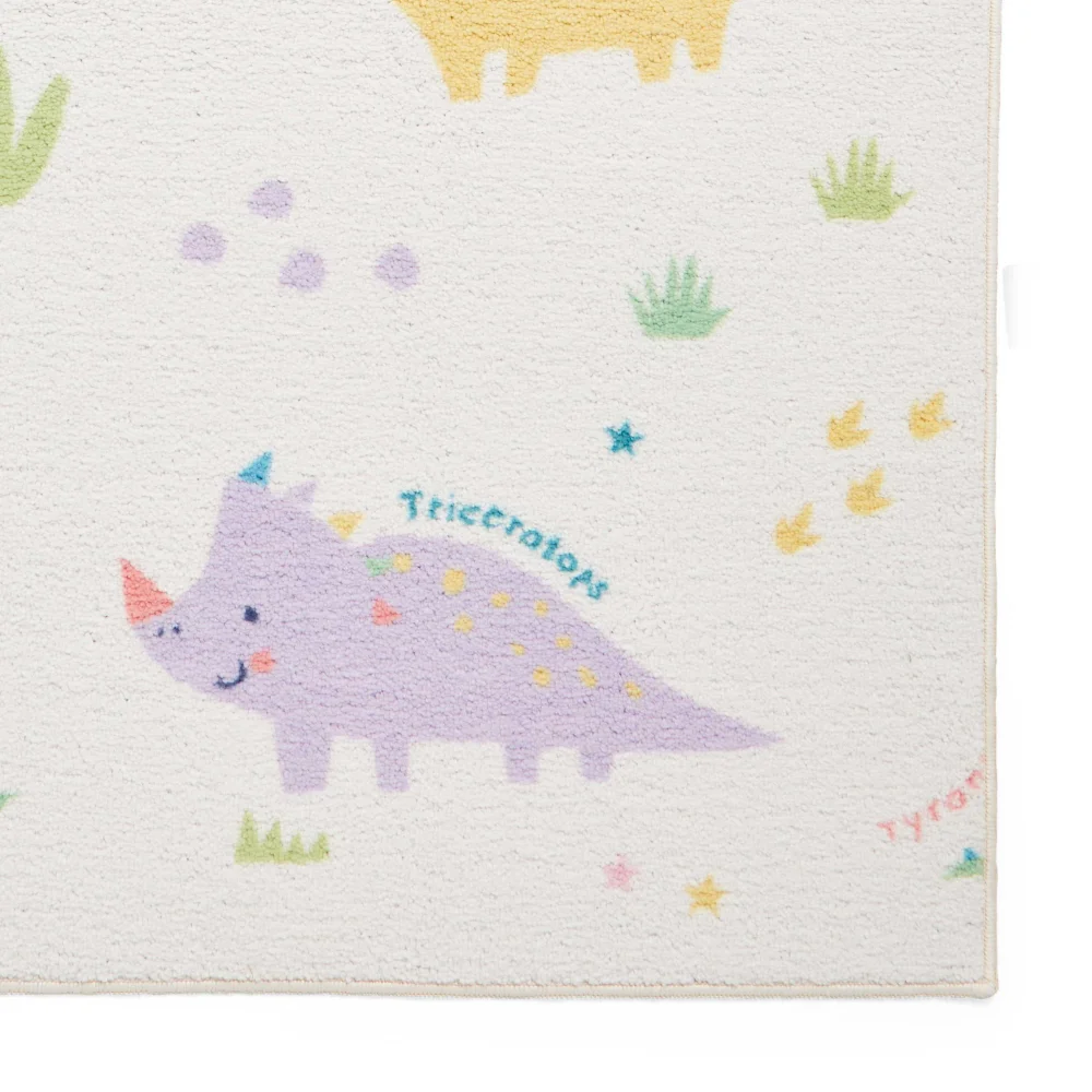 Catherine Lansfield Dinosaur Friends Pink / Blue Washable Rug 80 x 150cm - 80 x 150 Image 3