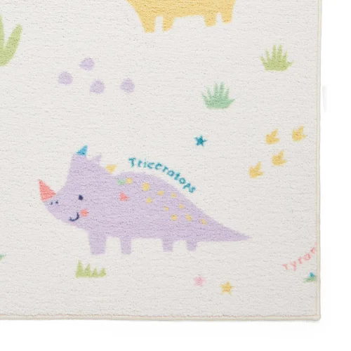 Catherine Lansfield Dinosaur Friends Pink / Blue Washable Rug 80 x 150cm - 80 x 150 Image 3