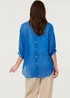 Izabel London Blue Collarless Button Back 3/4 Sleeve Blouse - 14 Image 2