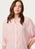Izabel London Pink Collarless Button Back 3/4 Sleeve Blouse - 16 Image 3