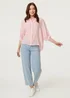 Izabel London Pink Collarless Button Back 3/4 Sleeve Blouse - 16 Image 4