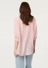 Izabel London Pink Collarless Button Back 3/4 Sleeve Blouse - 16 Image 2
