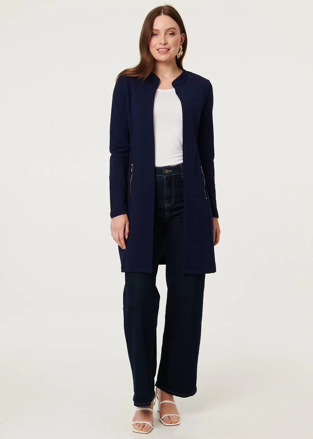 Izabel London Navy Open Front Longline Coatigan - 8 Image 4