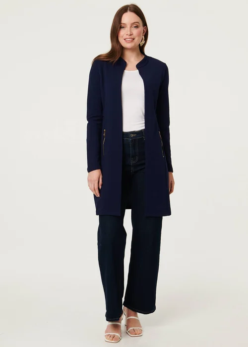 Izabel London Navy Open Front Longline Coatigan - 8 Image 4