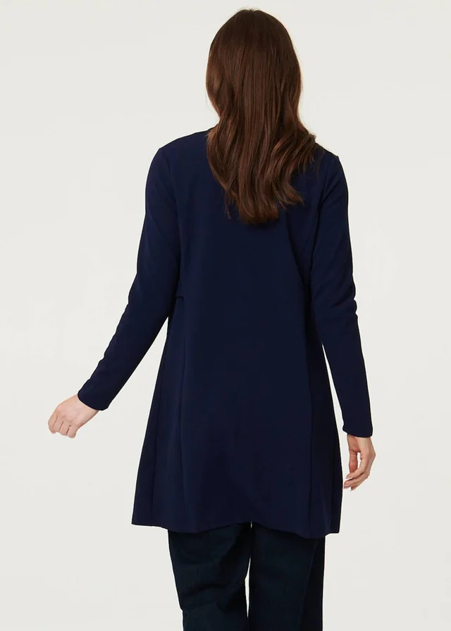 Izabel London Navy Open Front Longline Coatigan