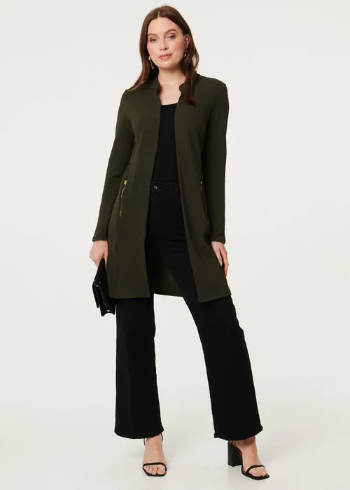 Izabel London Khaki Open Front Longline Coatigan - 12 Image 4