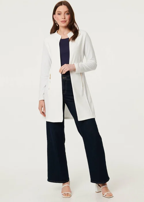 Izabel London White Open Front Longline Coatigan - 16 Image 4