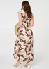 Izabel London Brown Leaf Print Layered Tie Waist Maxi Dress - 16 Image 2