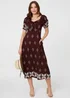 Izabel London Brown Border Print Puff Sleeve Midi Dress - 10 Image 4