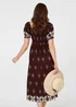 Izabel London Brown Border Print Puff Sleeve Midi Dress - 10 Image 2