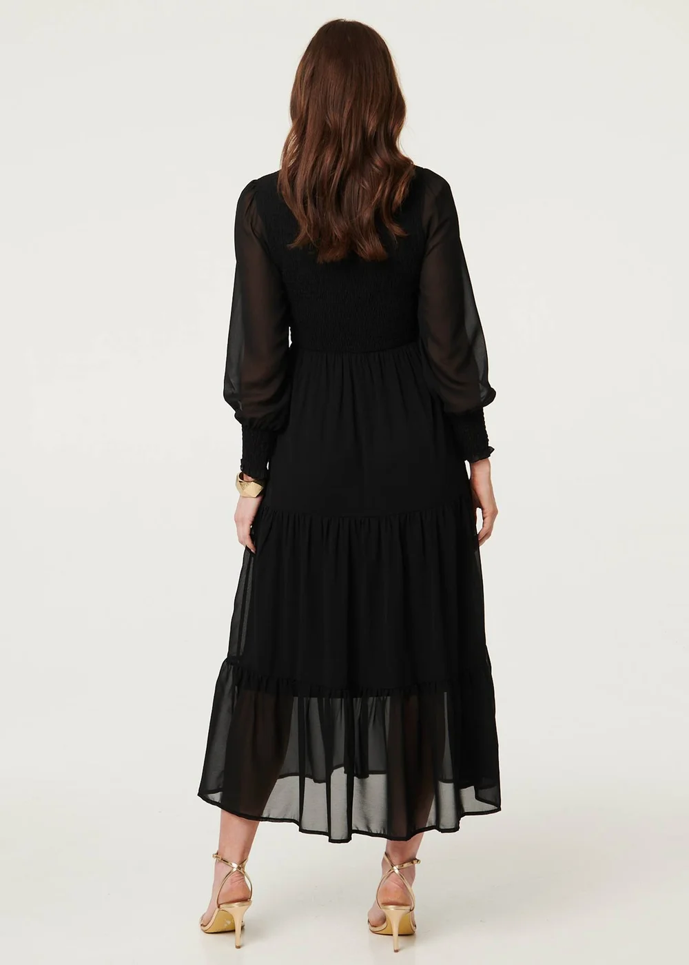 Izabel London Black Semi Sheer Layered Tiered Maxi Dress - 18 Image 2