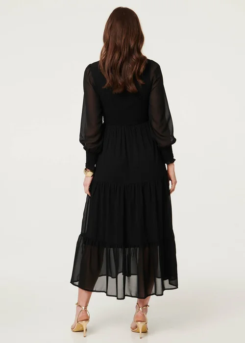 Izabel London Black Semi Sheer Layered Tiered Maxi Dress - 18 Image 2