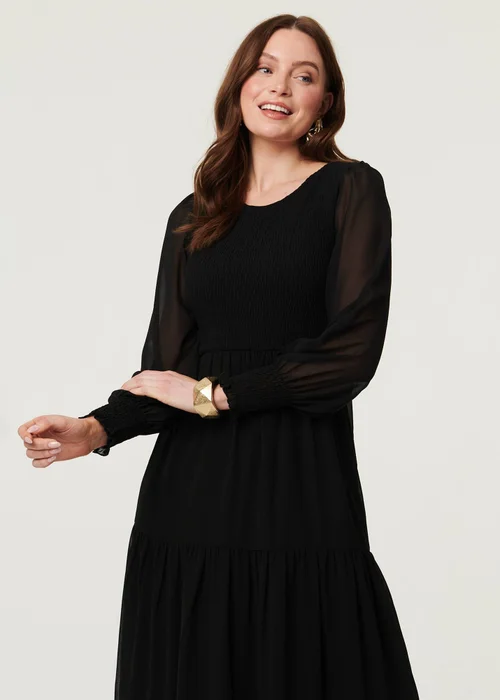 Izabel London Black Semi Sheer Layered Tiered Maxi Dress - 18 Image 1