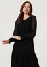 Izabel London Black Semi Sheer Layered Tiered Maxi Dress - 18 Image 1