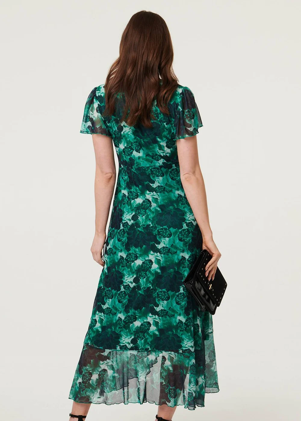 Izabel London Green Floral Semi Sheer Frilled Hem Maxi Dress - 14 Image 2