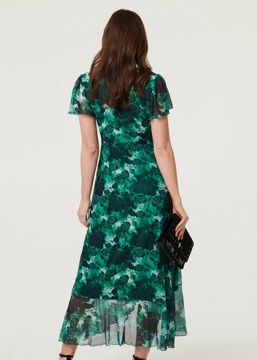 Izabel London Green Floral Semi Sheer Frilled Hem Maxi Dress - 14 Image 2