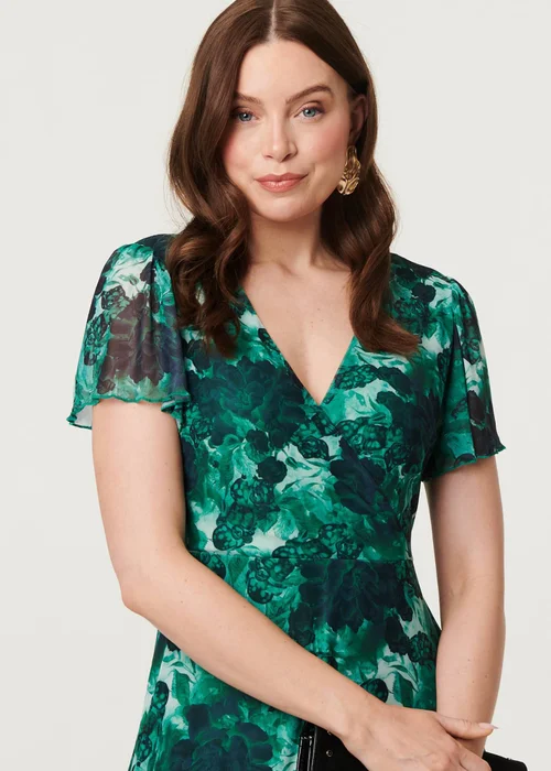 Izabel London Green Floral Semi Sheer Frilled Hem Maxi Dress - 14 Image 3