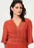 Izabel London Orange Lace Trim Tiered 1/2 Sleeve Maxi Dress - 10 Image 3