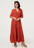 Izabel London Orange Lace Trim Tiered 1/2 Sleeve Maxi Dress - 10 Image 4
