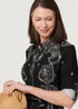 Izabel London Black Border Print Tie Waist Midi Shirt Dress - 12 Image 3