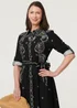 Izabel London Black Border Print Tie Waist Midi Shirt Dress - 12 Image 1