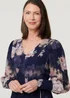 Izabel London Navy Floral Long Balloon Sleeve Midi Dress - 12 Image 3
