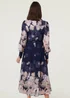 Izabel London Navy Floral Long Balloon Sleeve Midi Dress - 12 Image 2