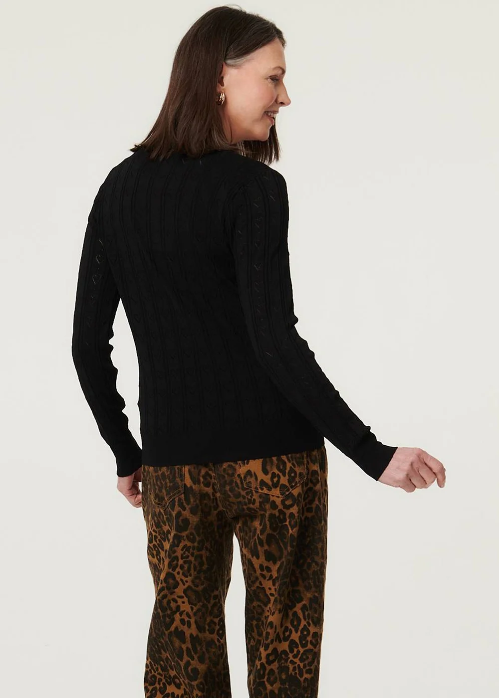 Izabel London Black Heart Textured Slim Long Sleeve Cardigan - 16 Image 2
