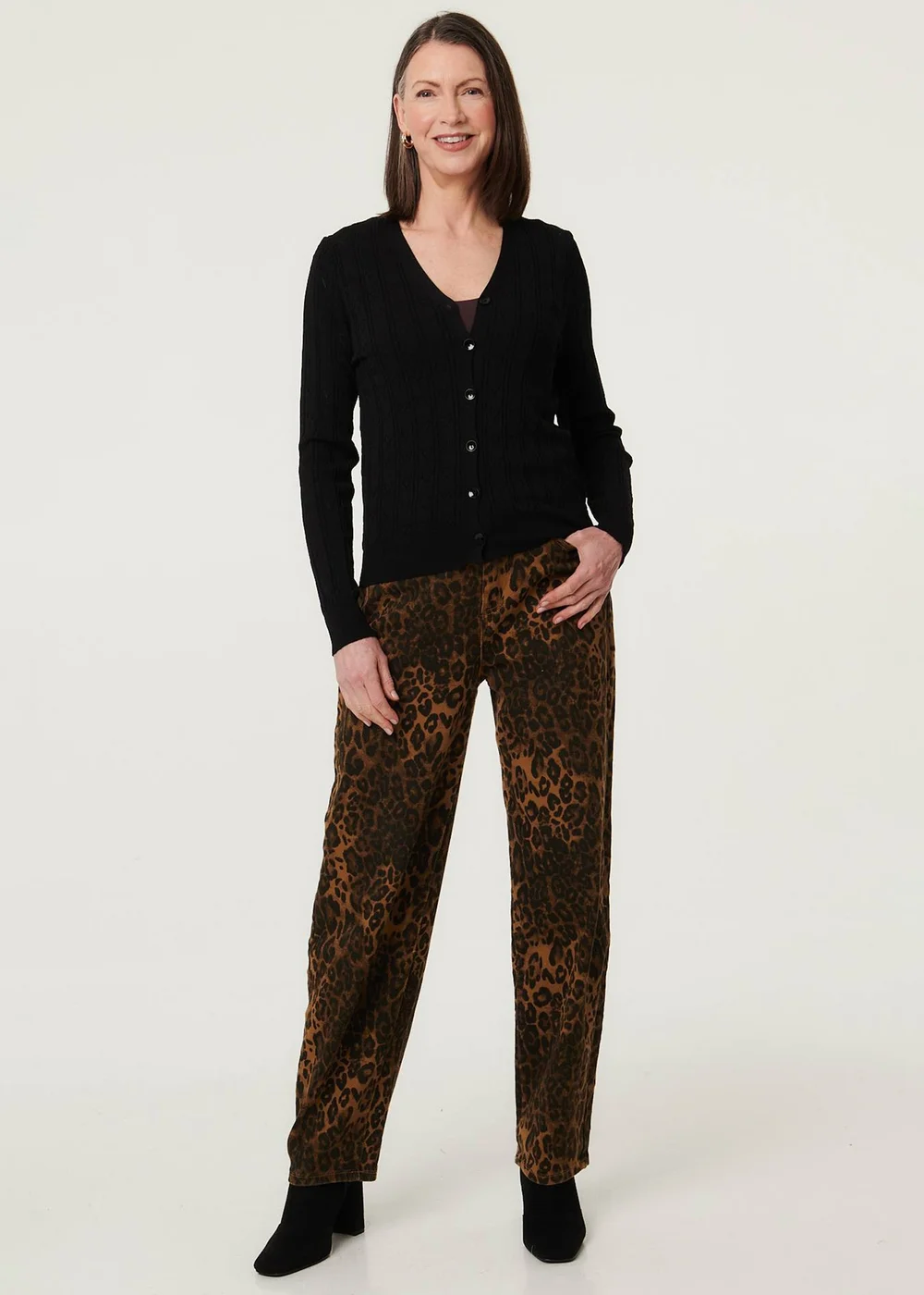Izabel London Black Heart Textured Slim Long Sleeve Cardigan - 16 Image 4