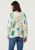 Izabel London Green Printed Textured Mesh Long Sleeve Top - M Image 2