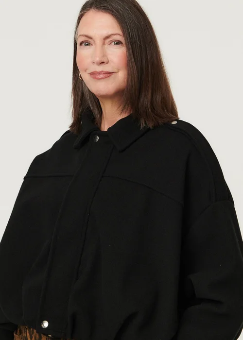 Izabel London Black Faux Suede Ruched Relaxed Bomber Jacket - 10 Image 3