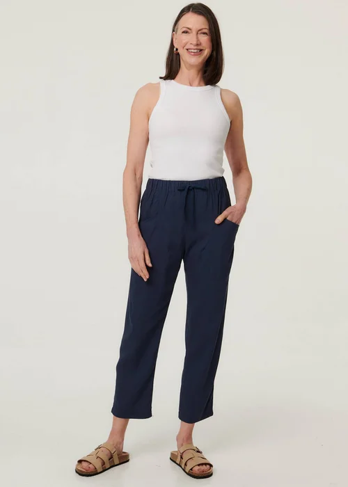 Izabel London Blue Drawstring Tie Front Relaxed Trousers - 10 Image 4