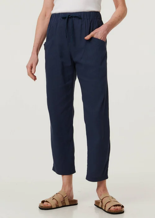 Izabel London Blue Drawstring Tie Front Relaxed Trousers - 10 Image 1