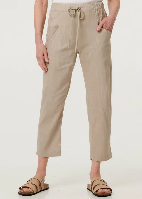 Izabel London Cream Drawstring Tie Front Relaxed Trousers - 12 Image 1