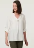 Izabel London White Relaxed Turn-Up Sleeve Curve Hem Blouse - 12 Image 1