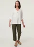 Izabel London White Relaxed Turn-Up Sleeve Curve Hem Blouse - 12 Image 4