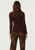 Izabel London Brown Long Sleeve Slim Scoop Neck Top - 12 Image 2