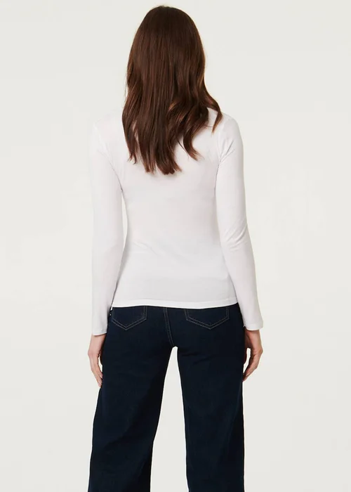 Izabel London White Long Sleeve Slim Scoop Neck Top - 18 Image 2