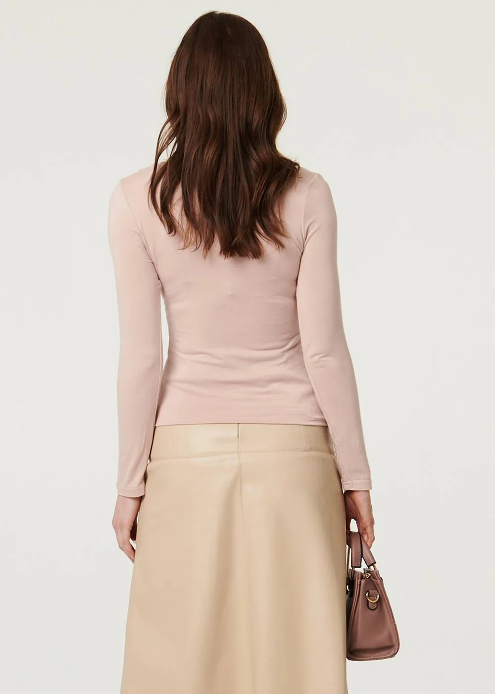 Izabel London Stone Long Sleeve Slim Scoop Neck Top - 10 Image 2