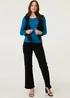 Izabel London Teal Long Sleeve Slim Scoop Neck Top - 12 Image 4